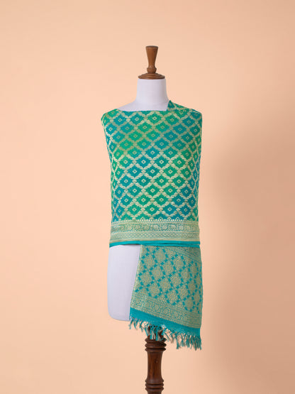 Handwoven Green Georgette Dupatta