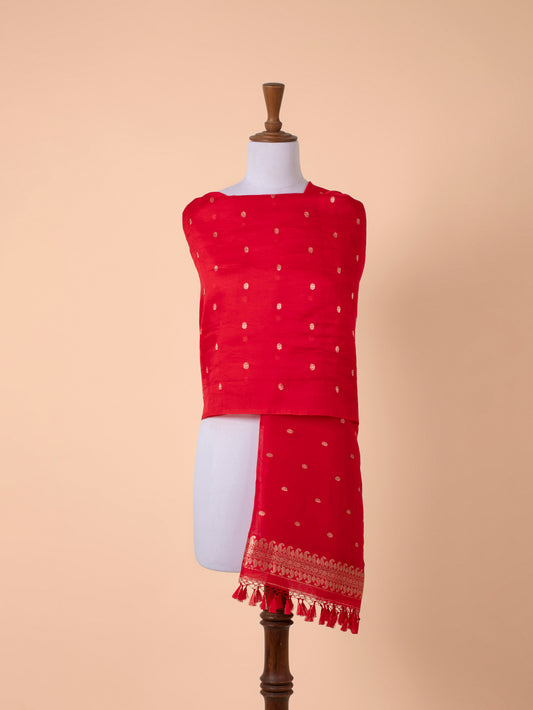 Handwoven Red Tissue Dupatta