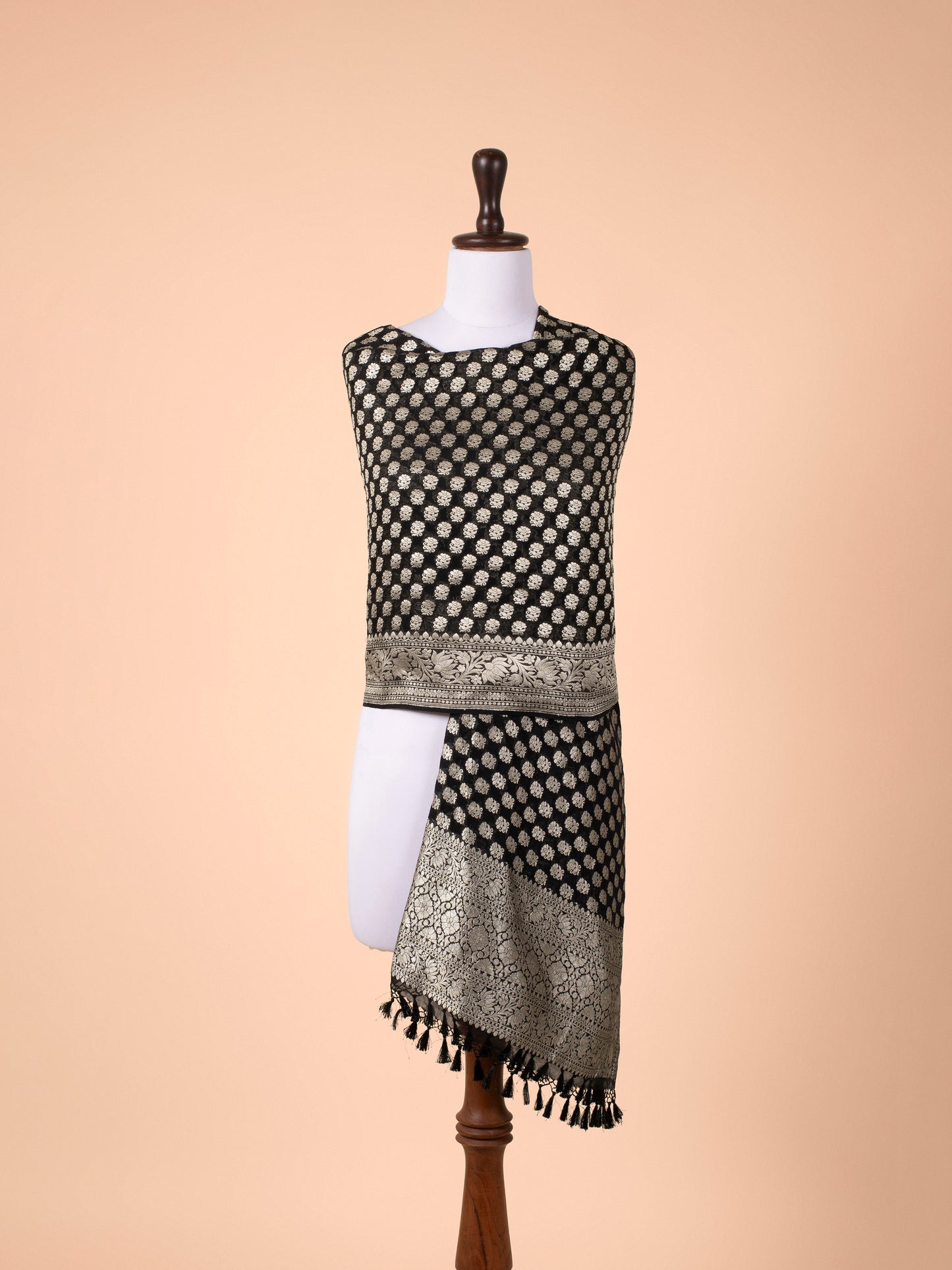 Handwoven Black Silk Dupatta