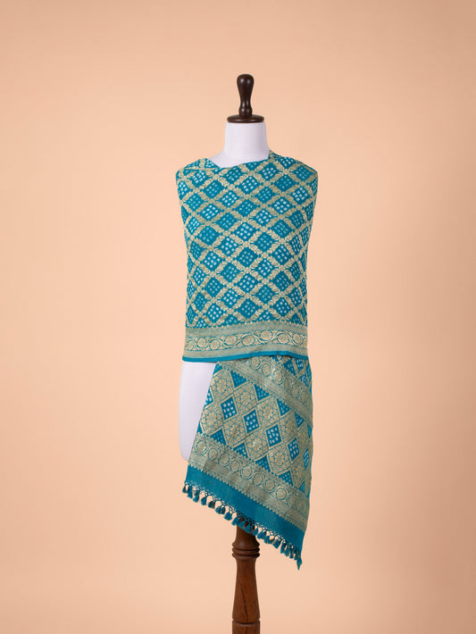 Handwoven Bottle Green Georgette Dupatta