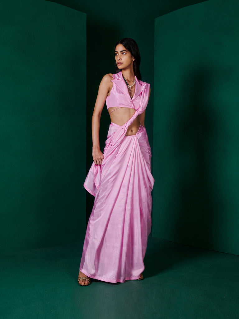 Handwoven Blush Pink Silk Saree