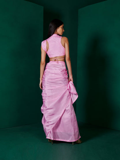 Handwoven Blush Pink Silk Saree