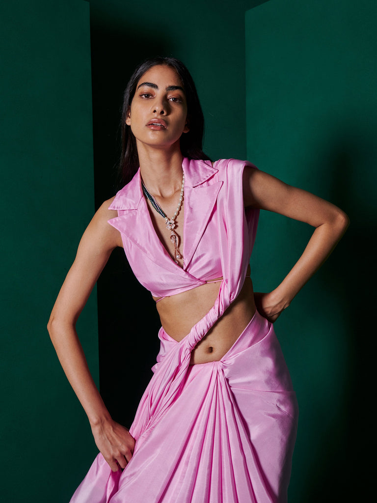 Handwoven Blush Pink Silk Saree