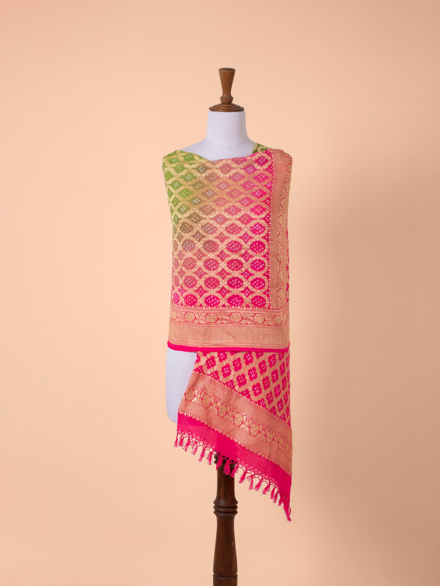 Handwoven Rani Pink Georgette Dupatta