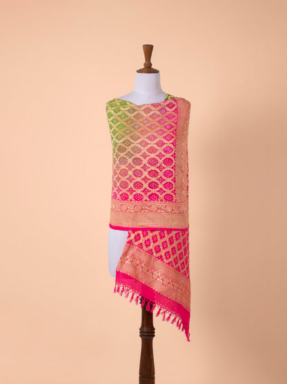 Handwoven Rani Pink Georgette Dupatta