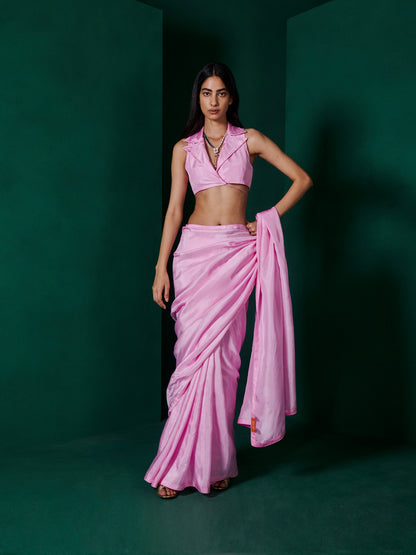 Handwoven Blush Pink Silk Saree