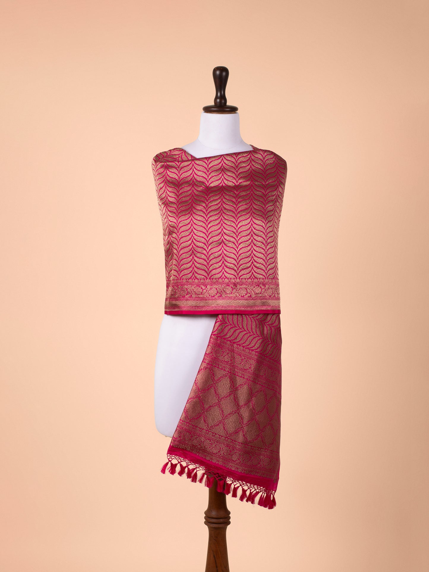 Handwoven Rani Pink Silk Dupatta