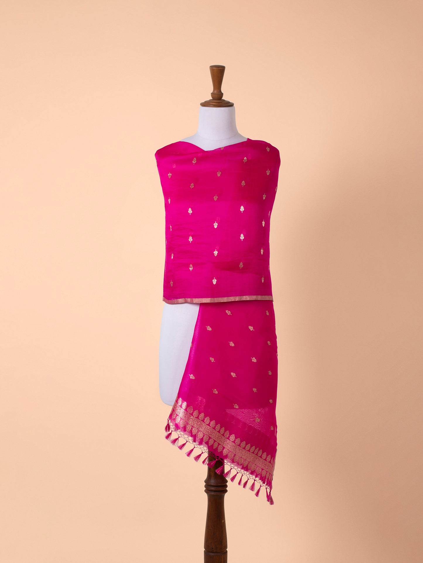 Handwoven Rani Pink Organza Dupatta