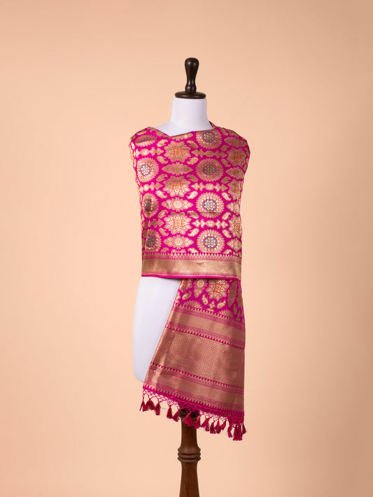 Handwoven Pink Silk Dupatta