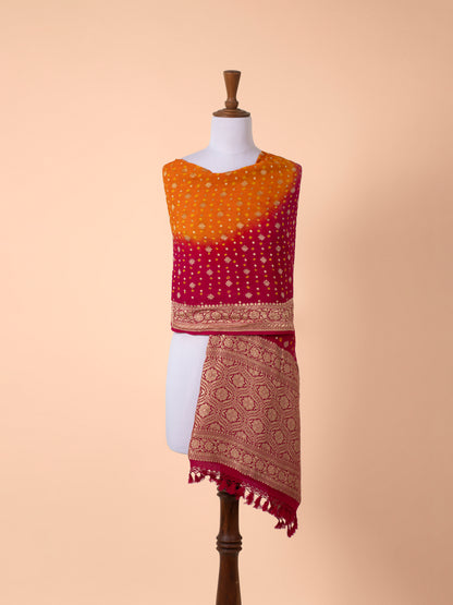 Handwoven Pink Georgette Dupatta