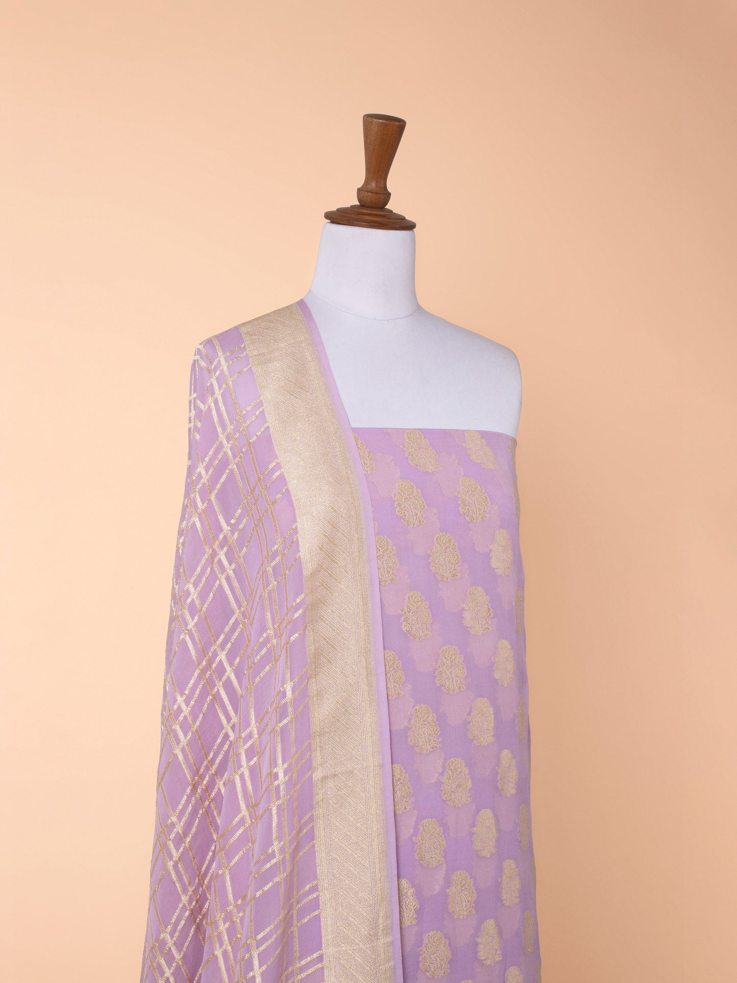 Handwoven Mauve  Georgette Suit  Piece