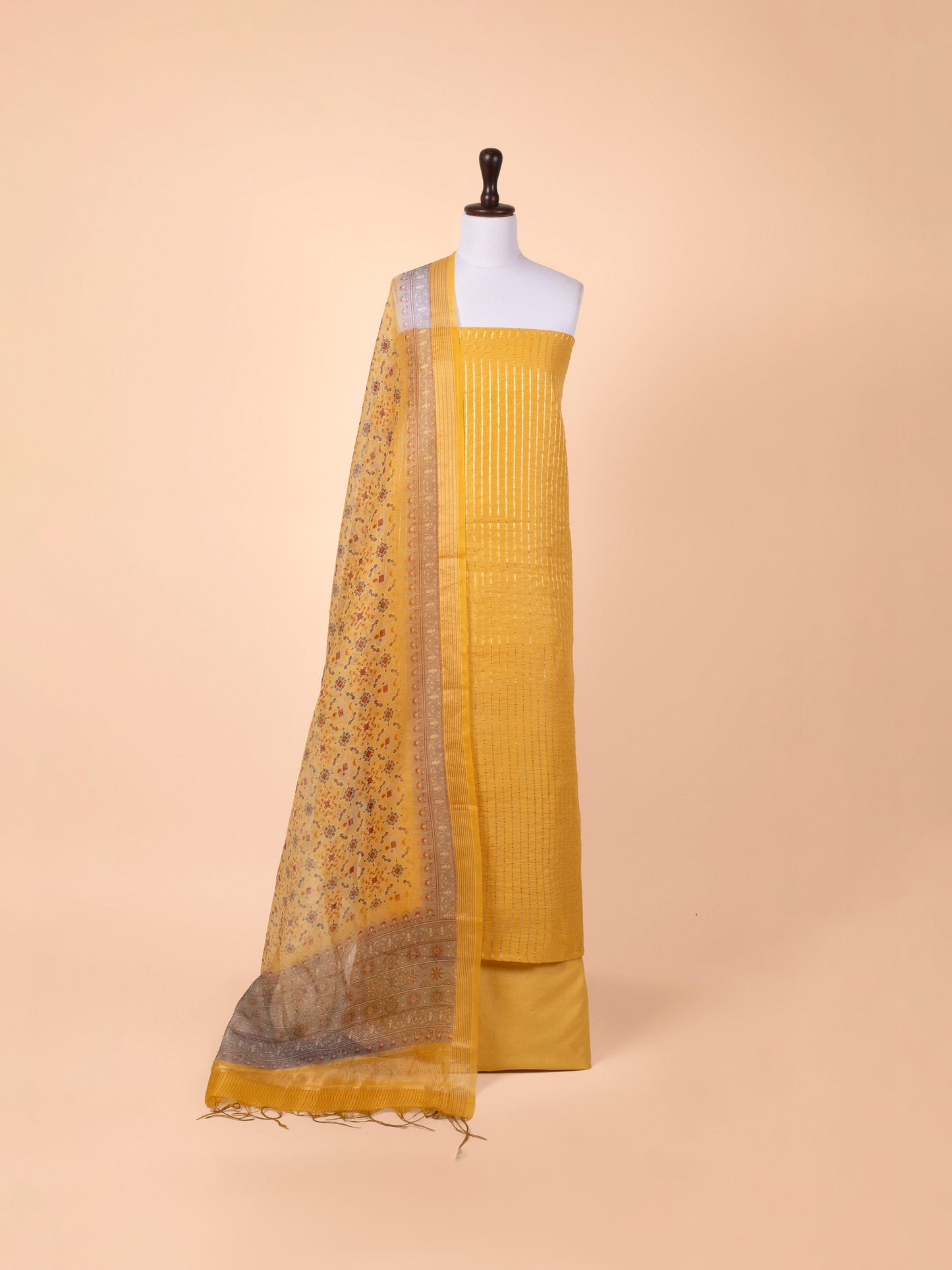 Handwoven Yellow Silk Suit  Piece