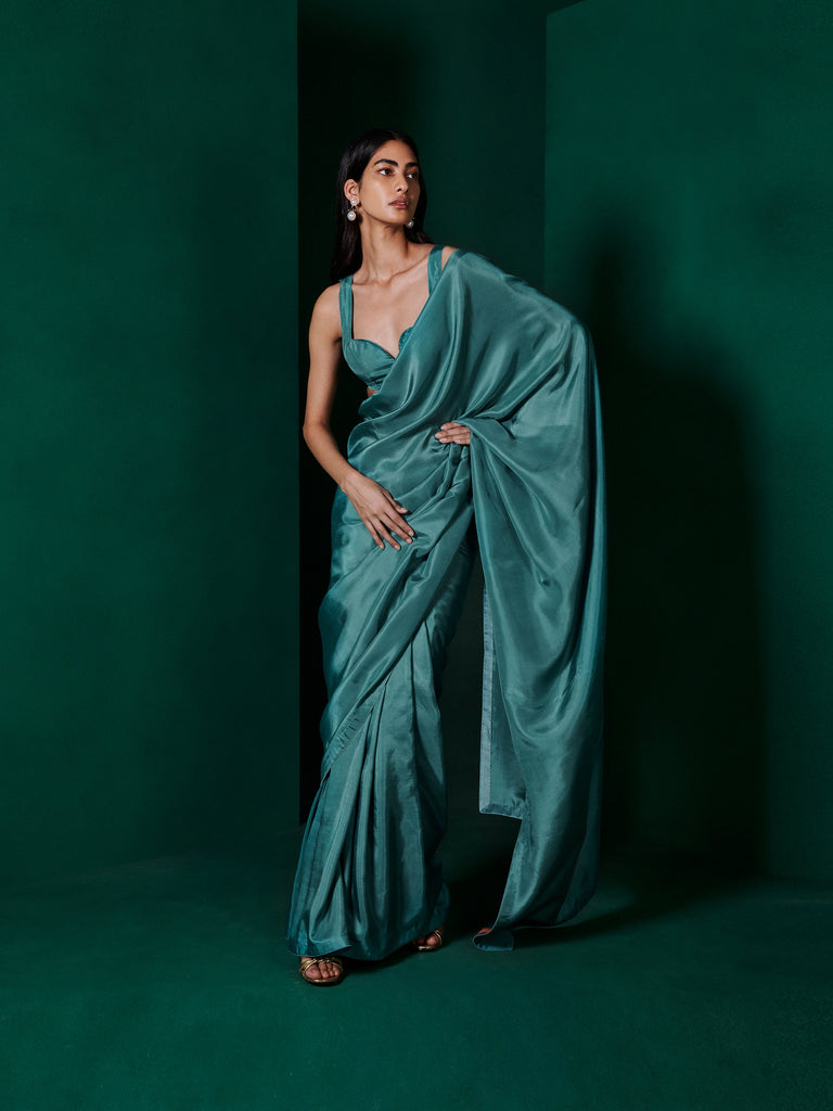 Handwoven Teal Blue Silk Saree