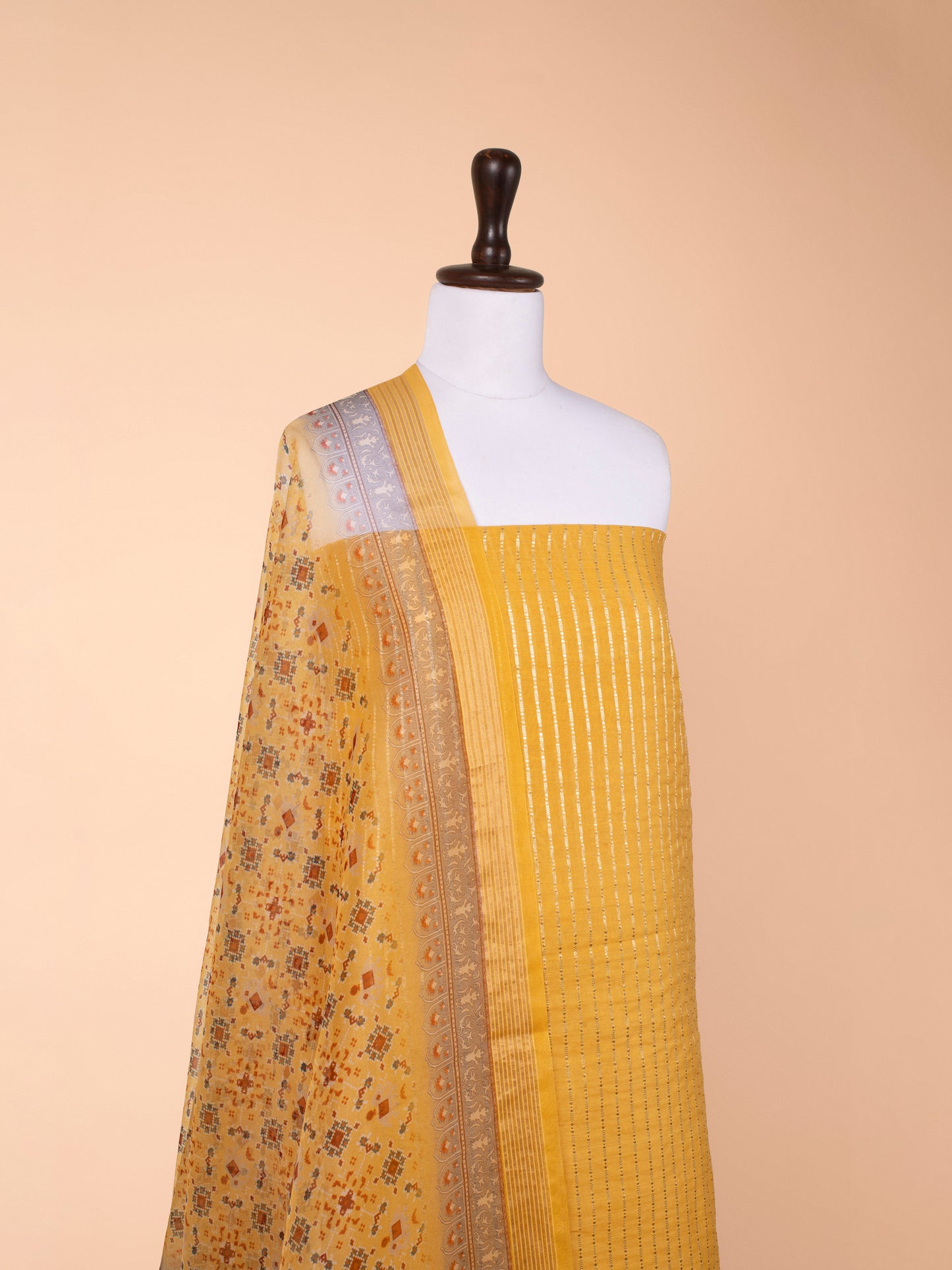 Handwoven Yellow Silk Suit  Piece