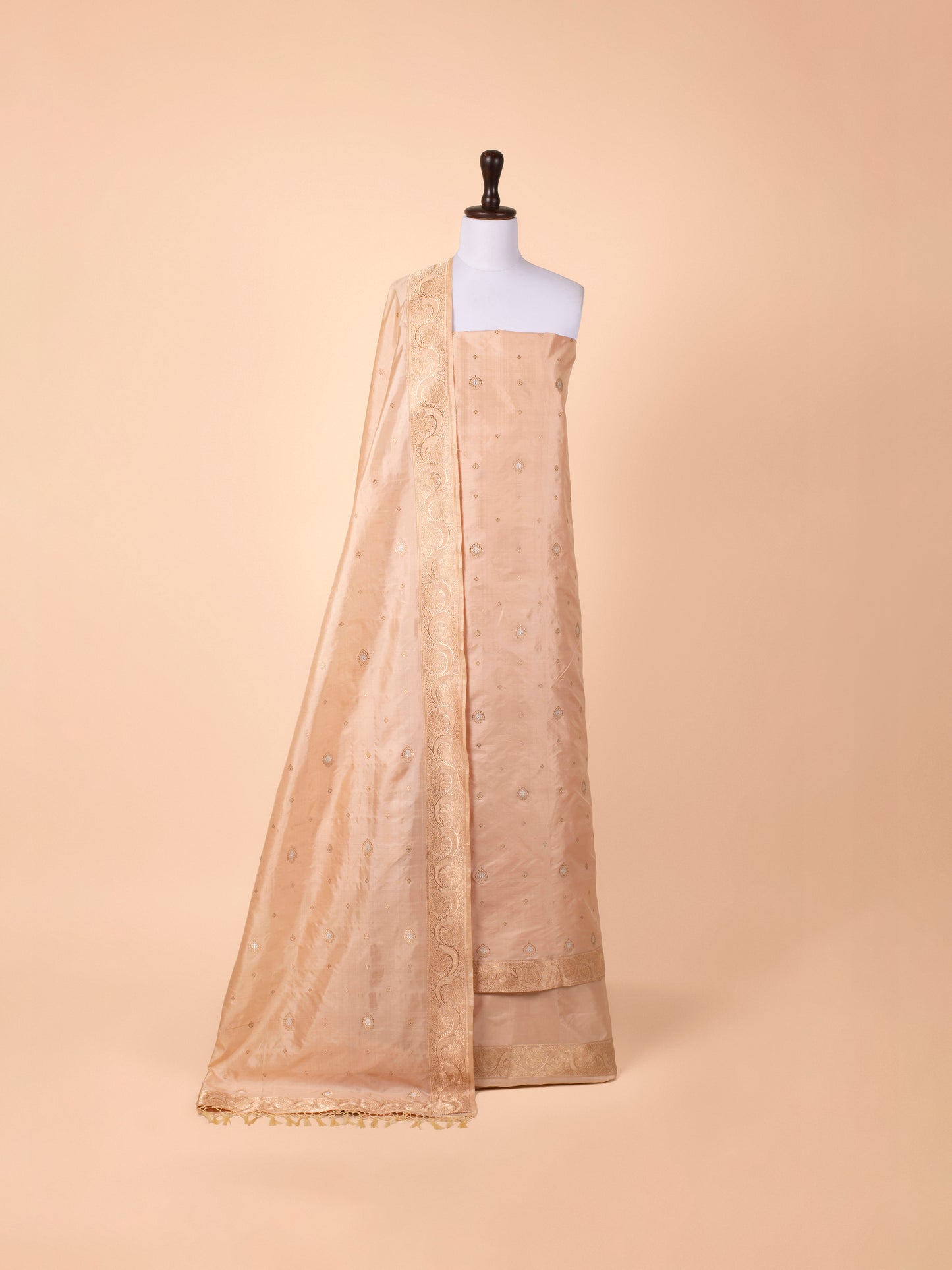 Handwoven Beige  Silk Suit  Piece