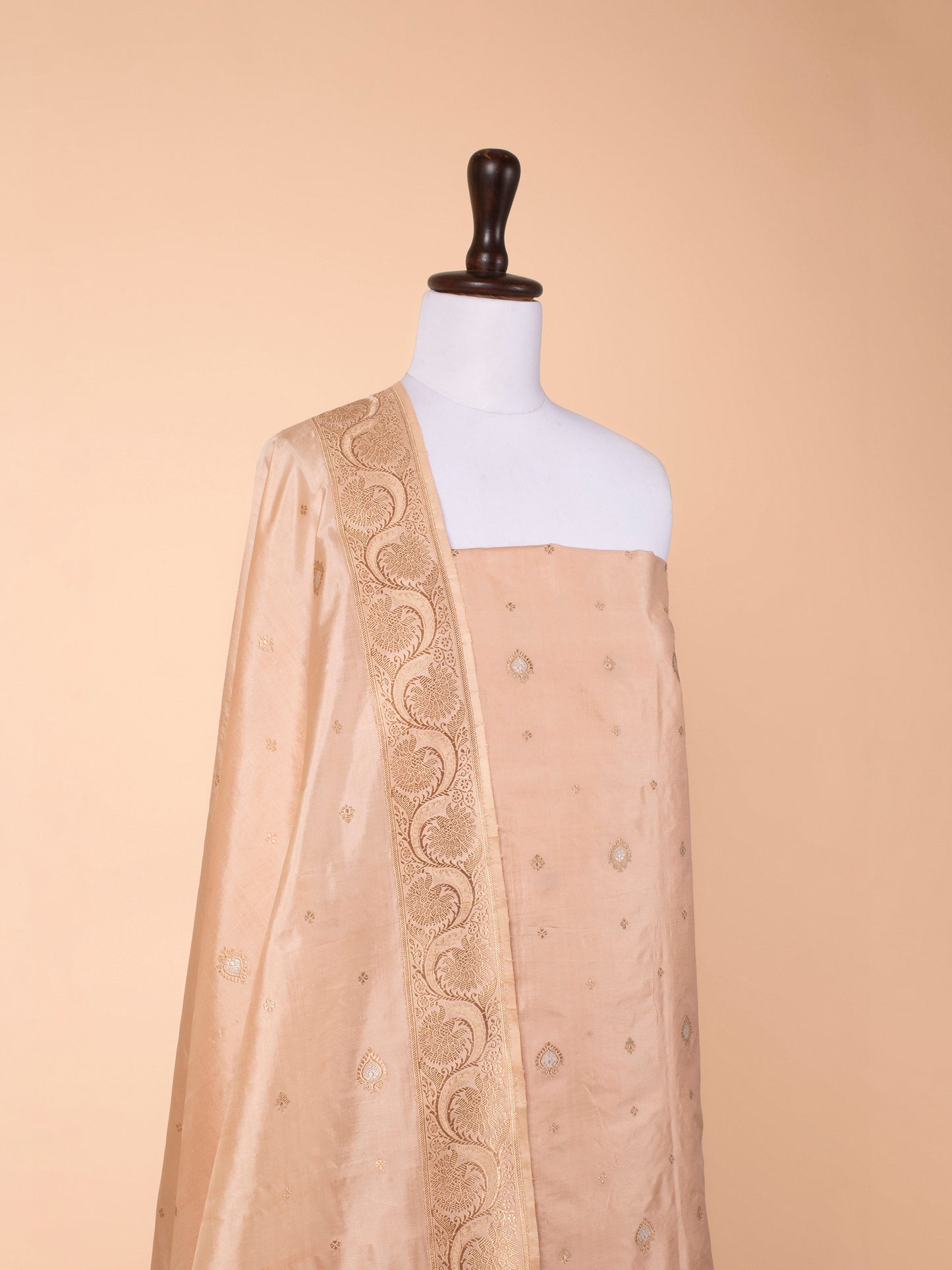 Handwoven Beige  Silk Suit  Piece