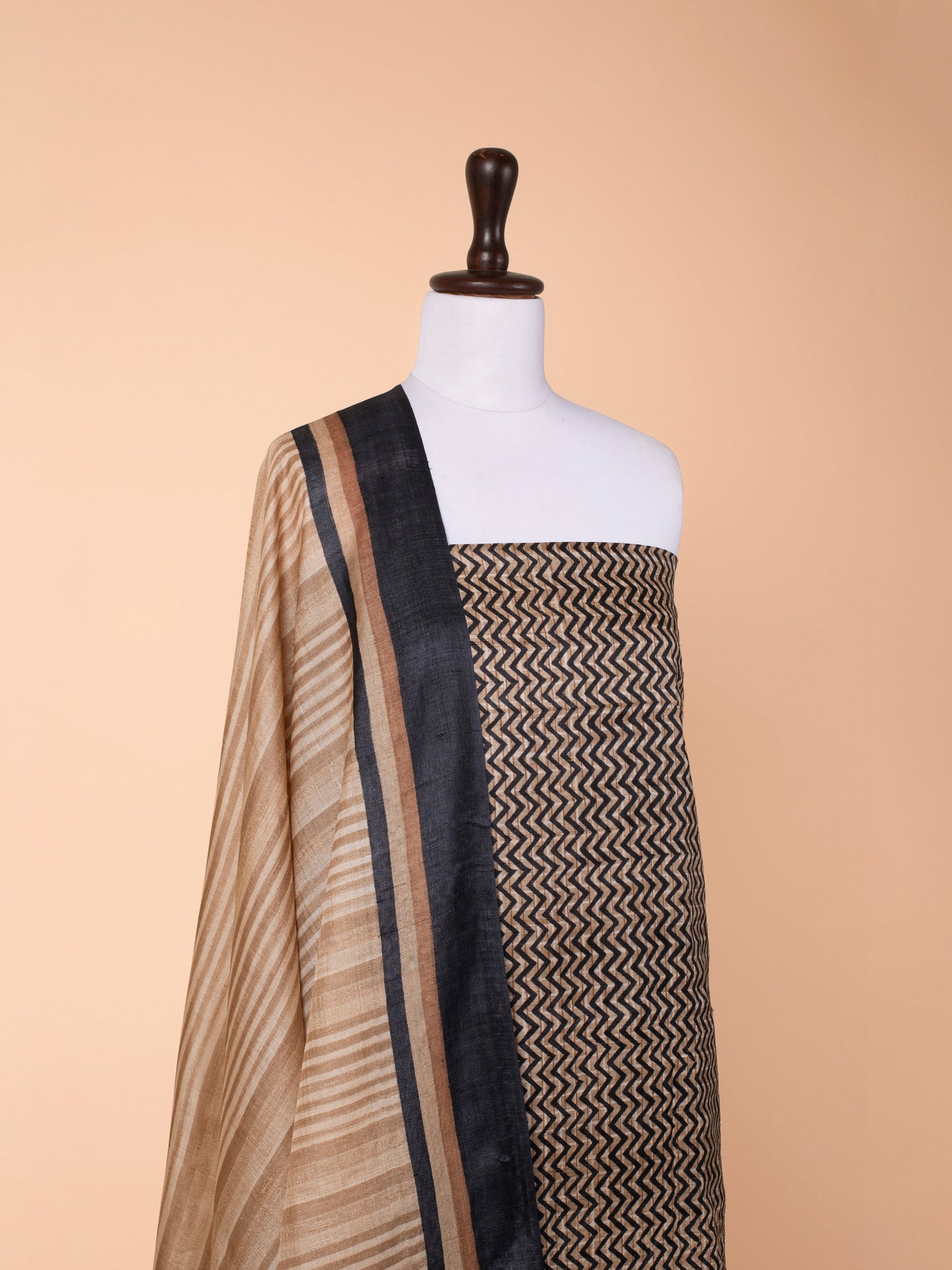 Handwoven Black Tussar Suit  Piece