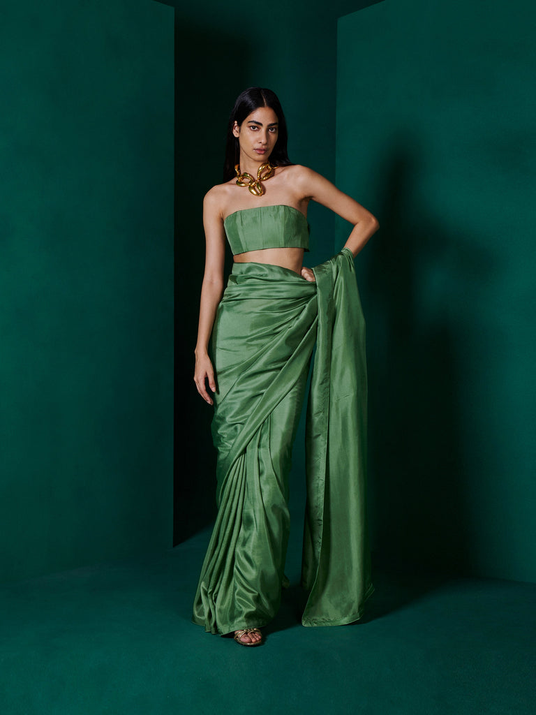 Handwoven Forest Green Silk Saree