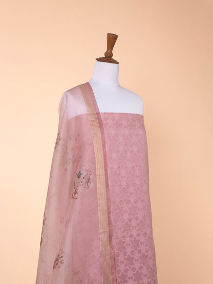 Handwoven Peach Cotton Suit  Piece