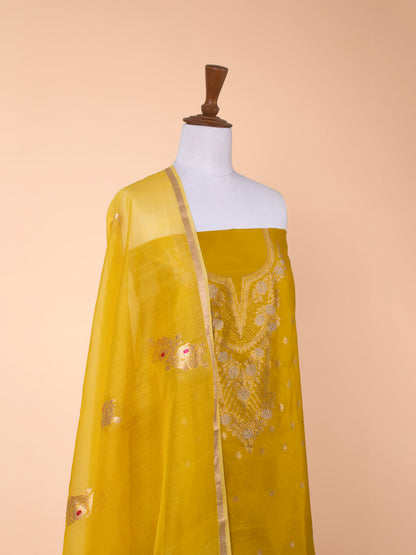 Handwoven Yellow Georgette Suit  Piece