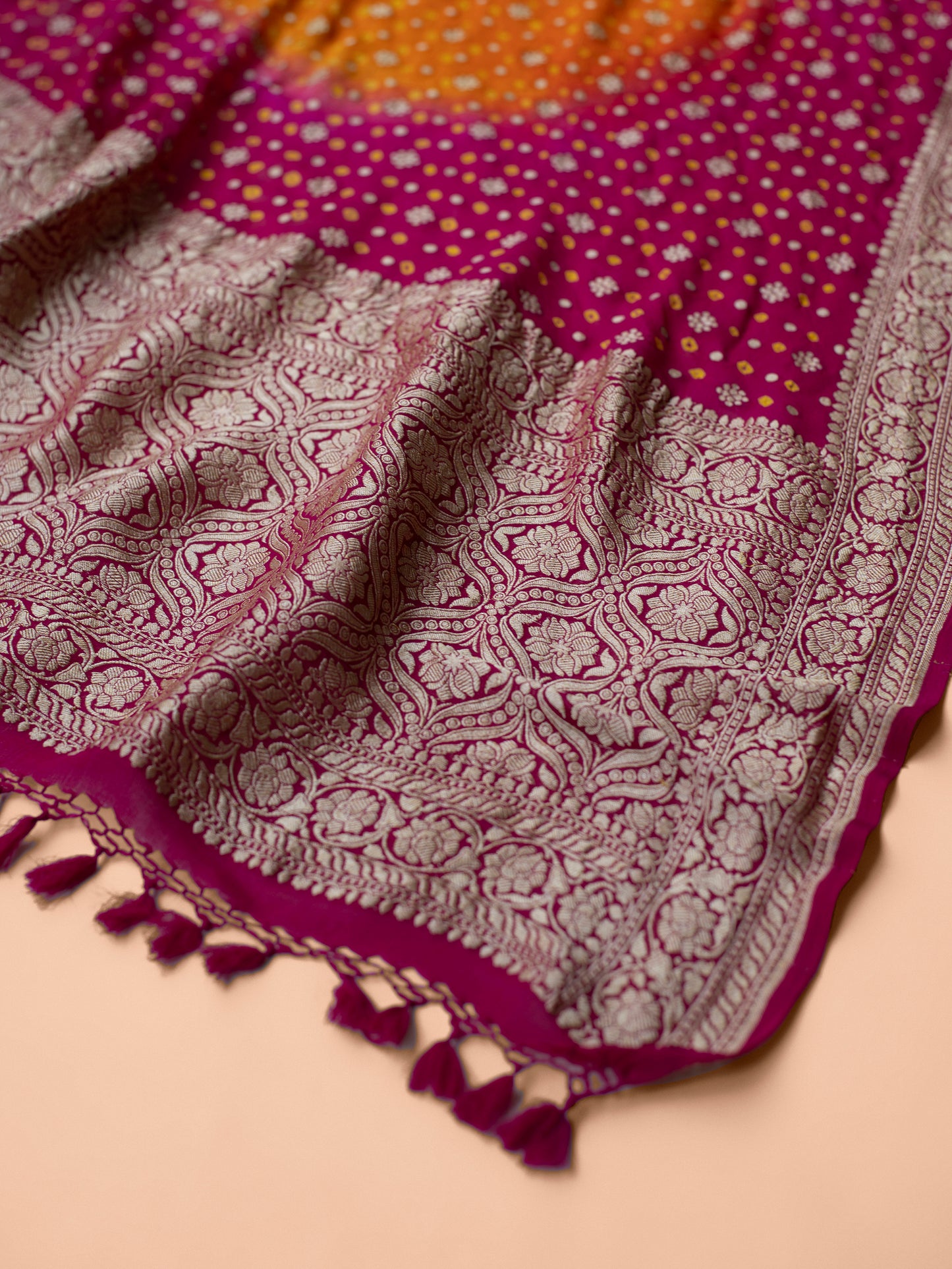 Handwoven Pink Georgette Dupatta