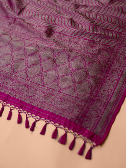 Handwoven Rani Pink Silk Dupatta