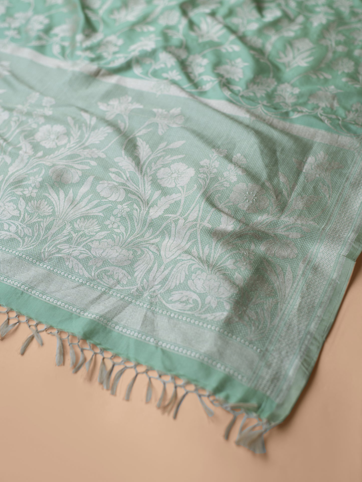 Handwoven Green Silk Dupatta