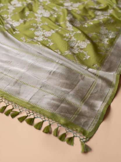 Handwoven Green Silk Dupatta