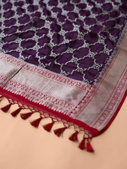 Handwoven Purple Georgette Dupatta