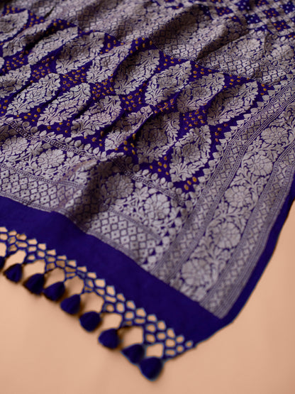 Handwoven Blue Georgette Dupatta