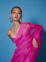 Handwoven Fuchsia Pink Organza Saree