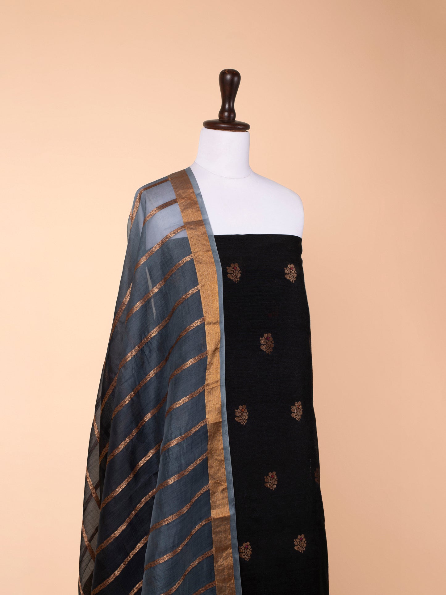 Handwoven Black Tussar Suit Piece