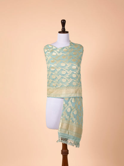 Handwoven Turquoise Blue Georgette Dupatta