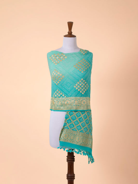 Handwoven Sea Green Georgette Dupatta