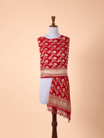 Handwoven Red Georgette Dupatta