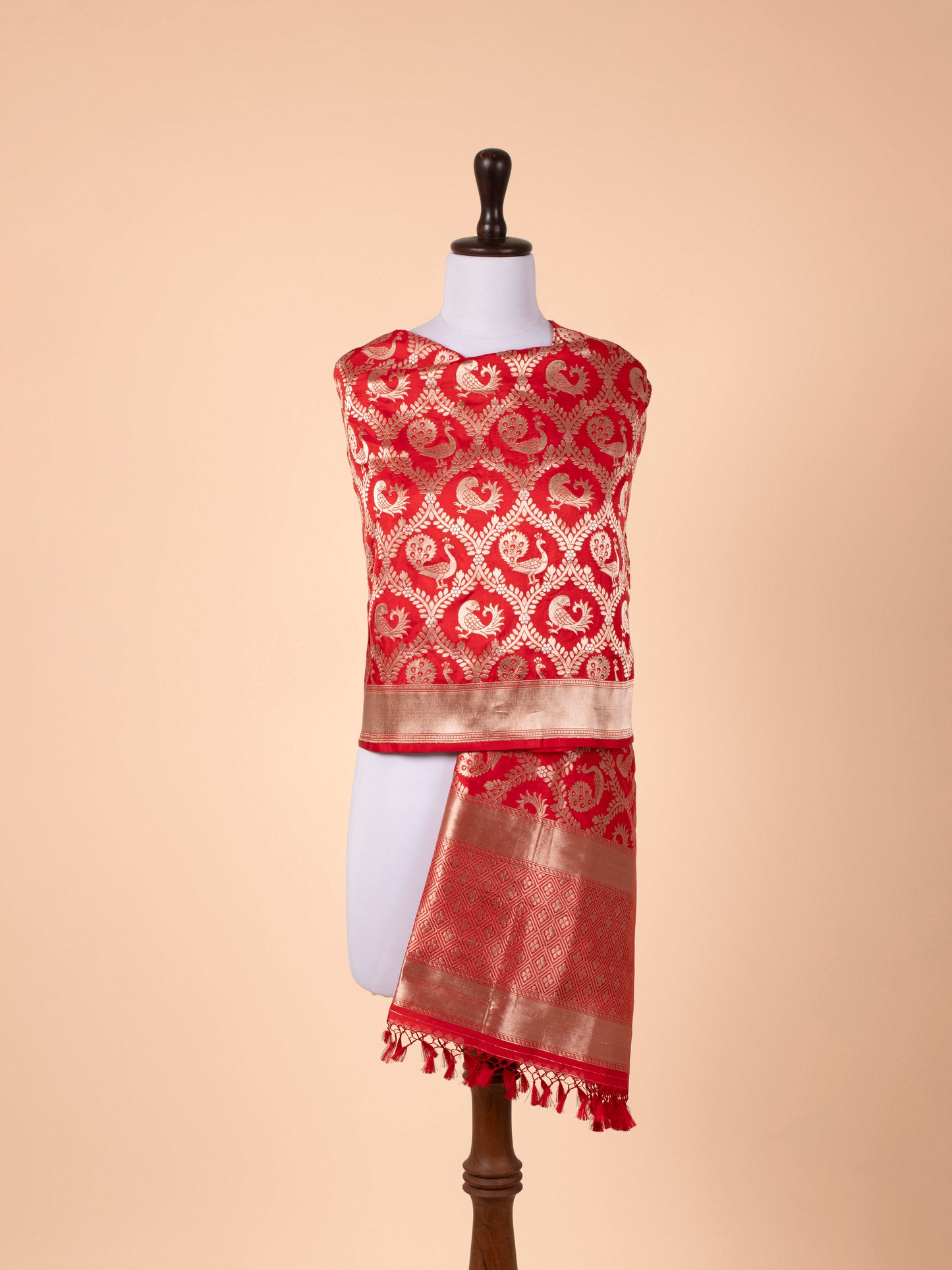 Handwoven Red Silk Dupatta