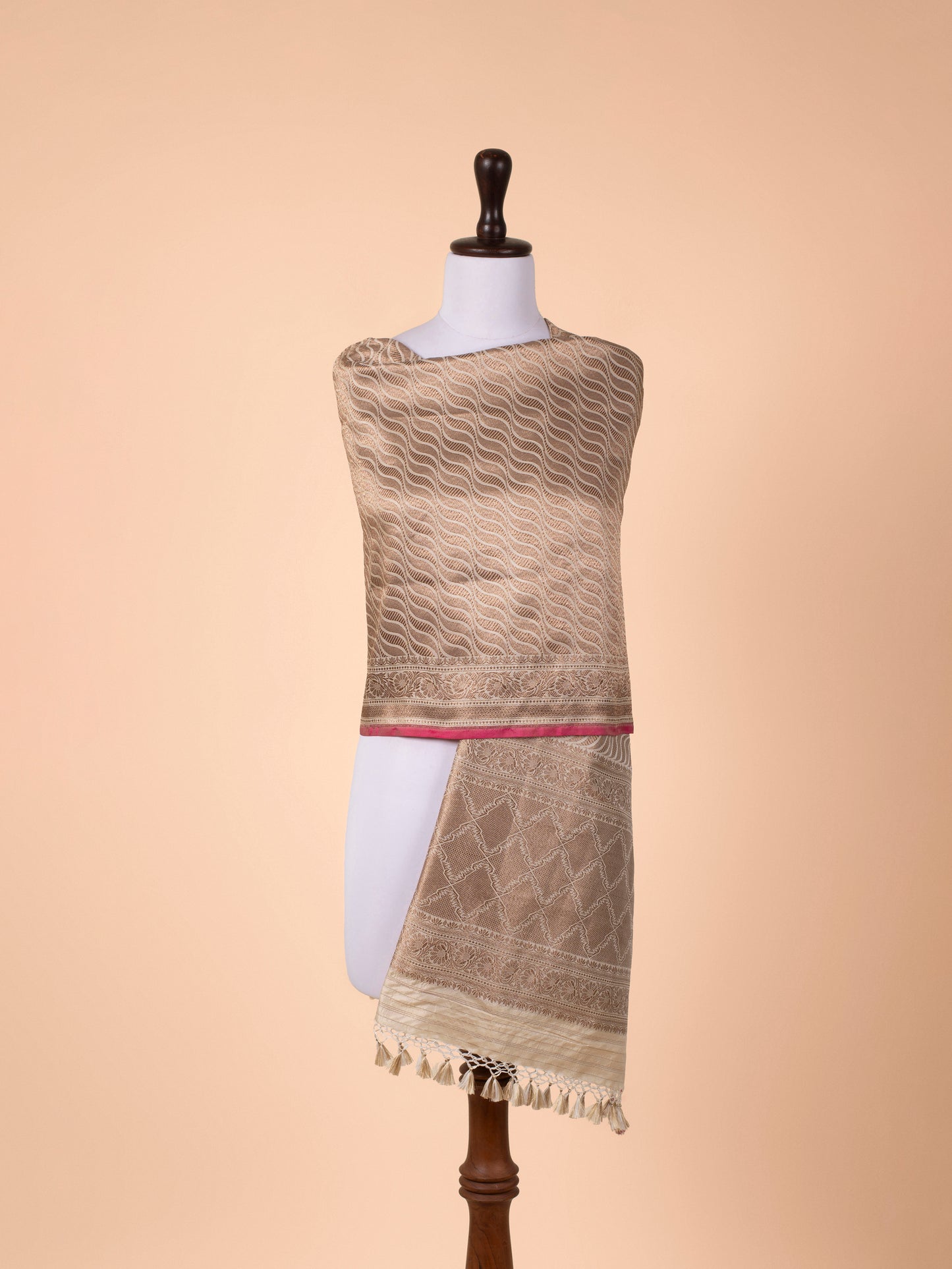 Handwoven Beige Silk Dupatta