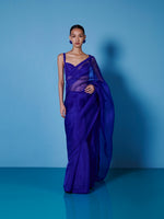 Handwoven Midnight Blue Organza Saree