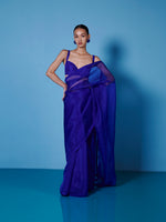Handwoven Midnight Blue Organza Saree