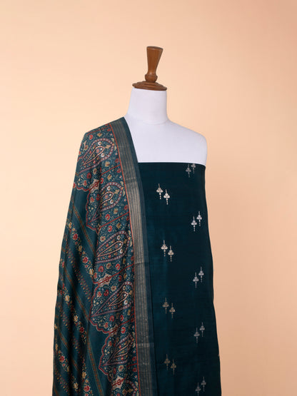 Handwoven Green Silk Suit Piece