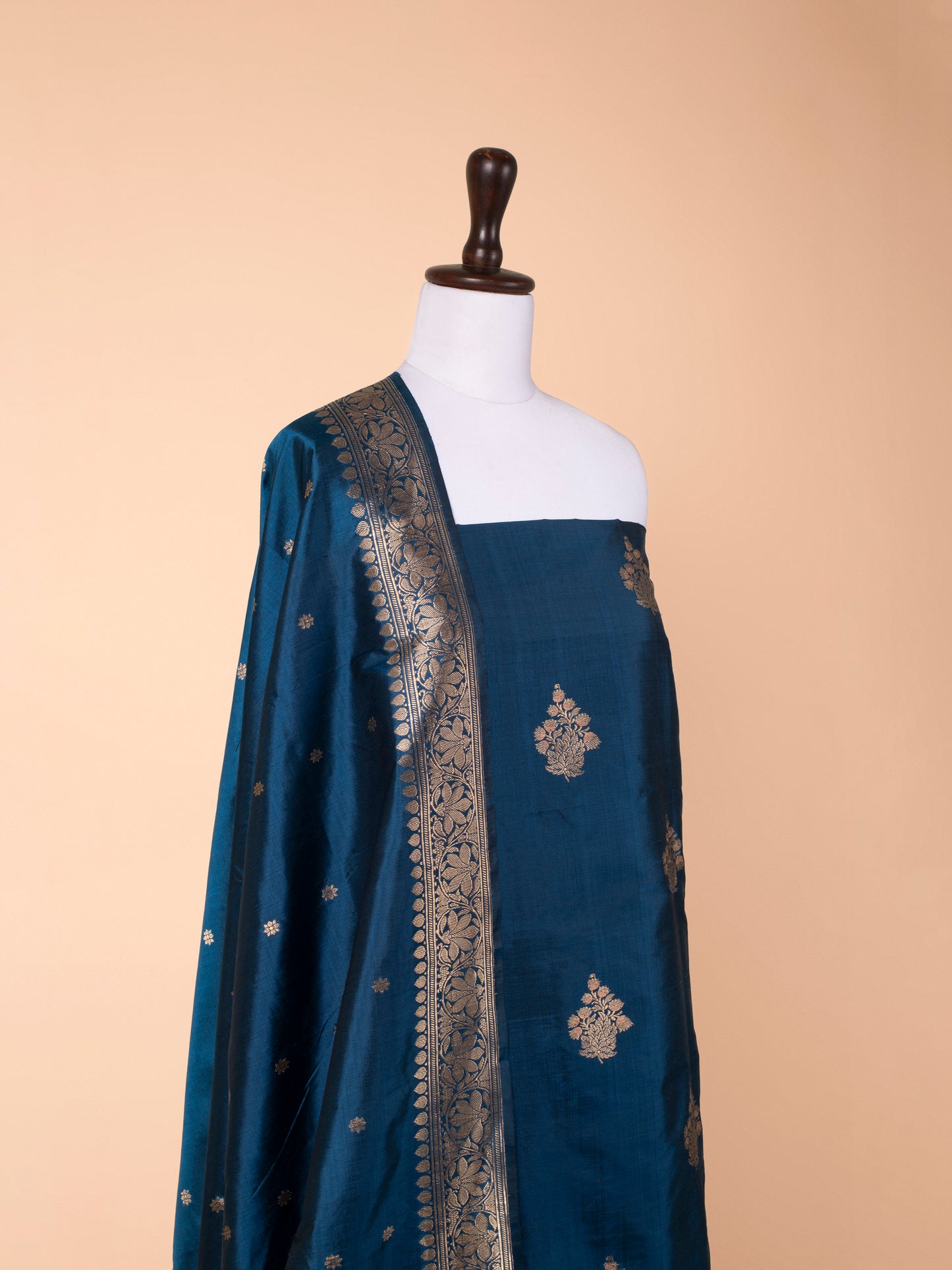 Handwoven Blue Silk Suit Piece