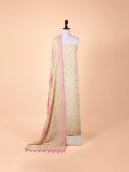 Handwoven Off White Georgette Suit Piece