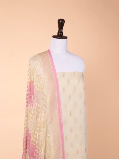 Handwoven Off White Georgette Suit Piece