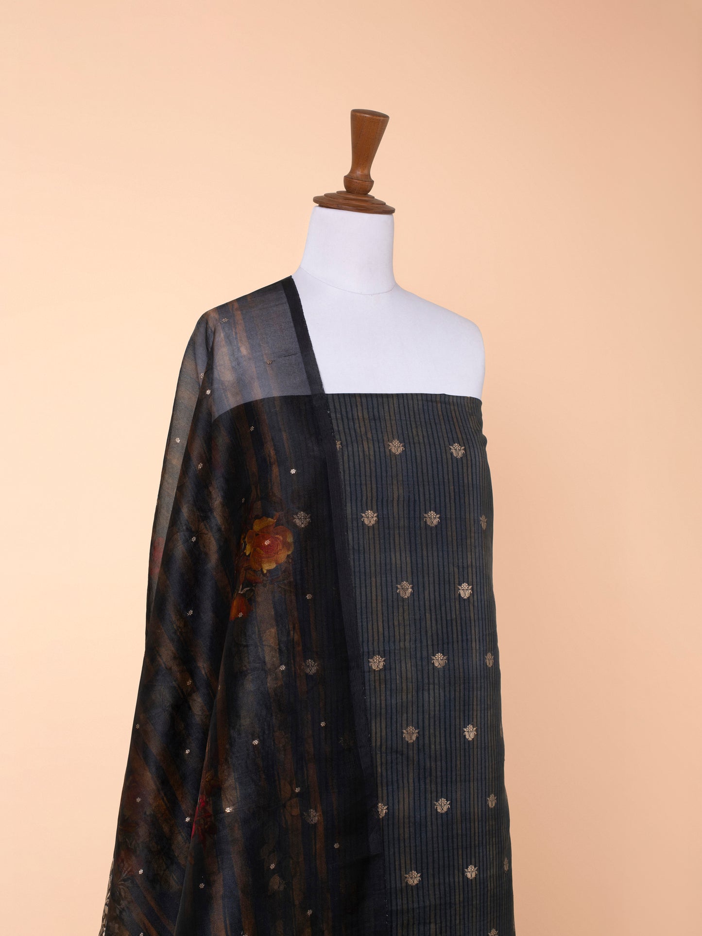 Handwoven Black Tussar Suit Piece