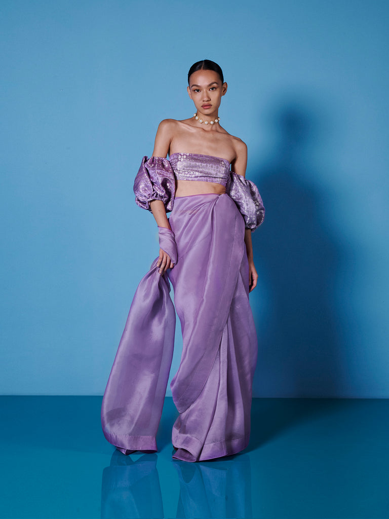 Handwoven Orchid Violet Organza Saree