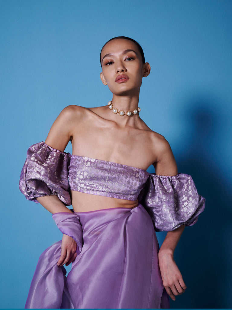 Handwoven Orchid Violet Organza Saree