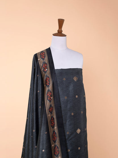 Handwoven Black Tussar Suit Piece