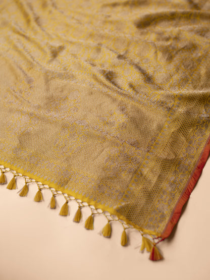 Handwoven Mustard Silk Dupatta