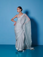 Handwoven Dove Grey Organza Saree
