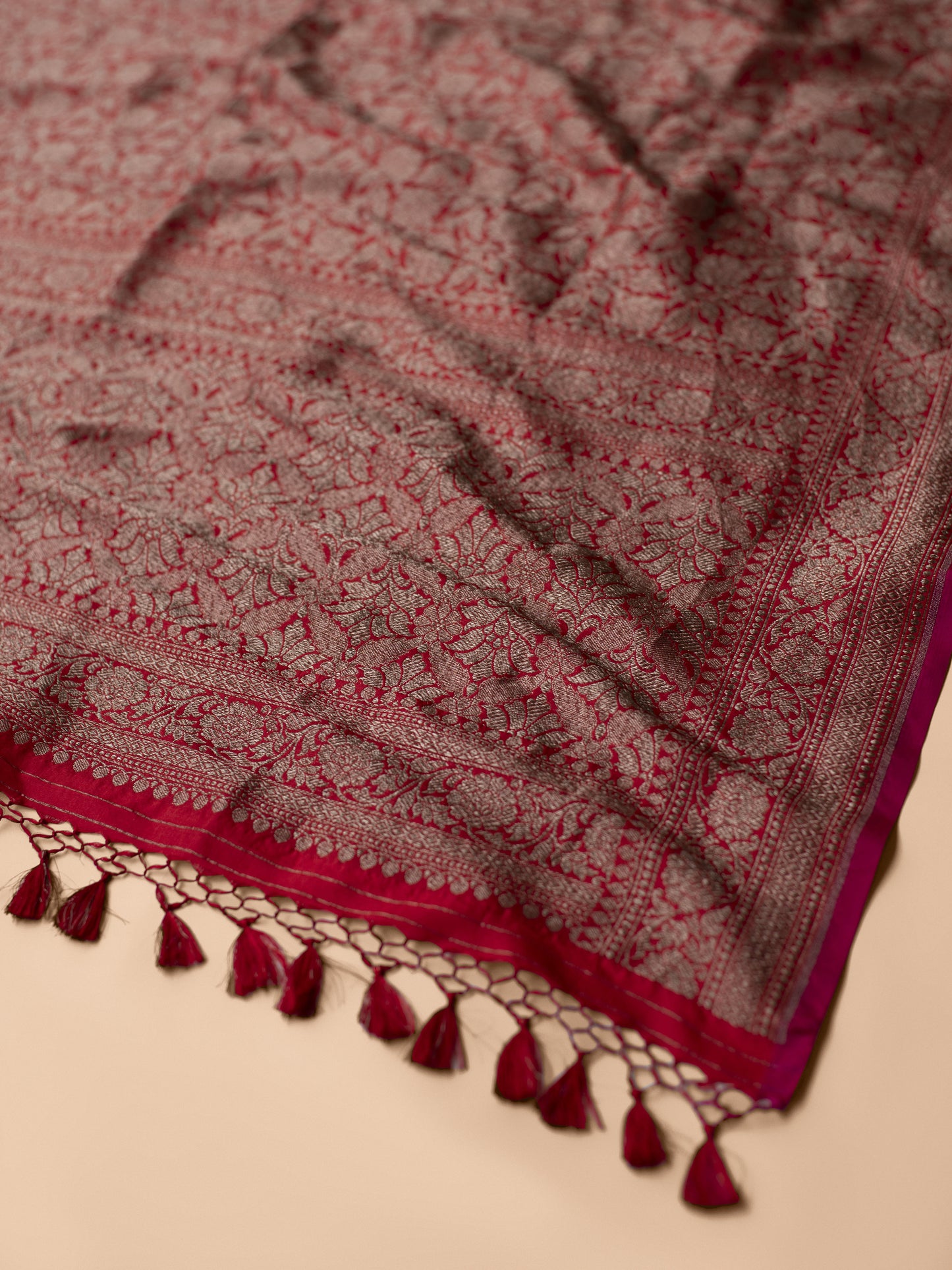 Handwoven Red Silk Dupatta